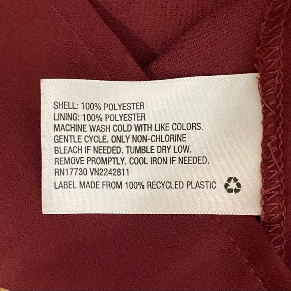 A New Day High Low Flowy Ruffle Dress Burgundy Red Size Large - Picture 9 of 11